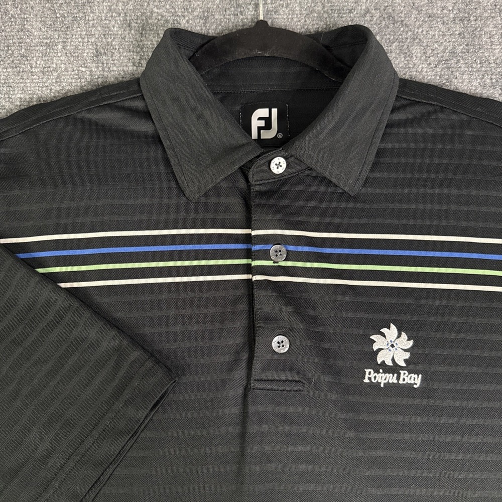 Footjoy Polo Shirt Mens XL Striped Poipu Bay Performance Golf EUC